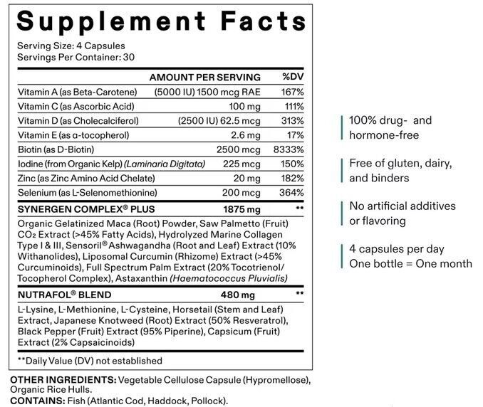 Nutrafol Women's Balance - Hair Growth Nutraceutical Supplement, 120 Capsules - ROYAL CROWN CART -